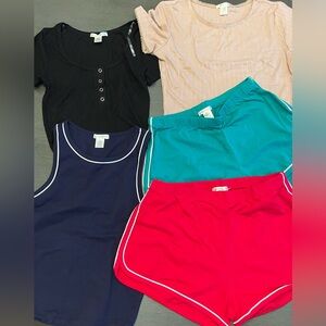 Bozzolo 5 Piece Bundle: Crop Shirts/Tank and Shorts